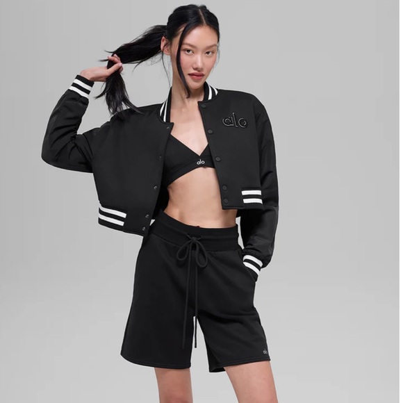 ALO Yoga Women's Athletic High Waist Easy Sweat Shorts Black Small - Picture 3 of 8